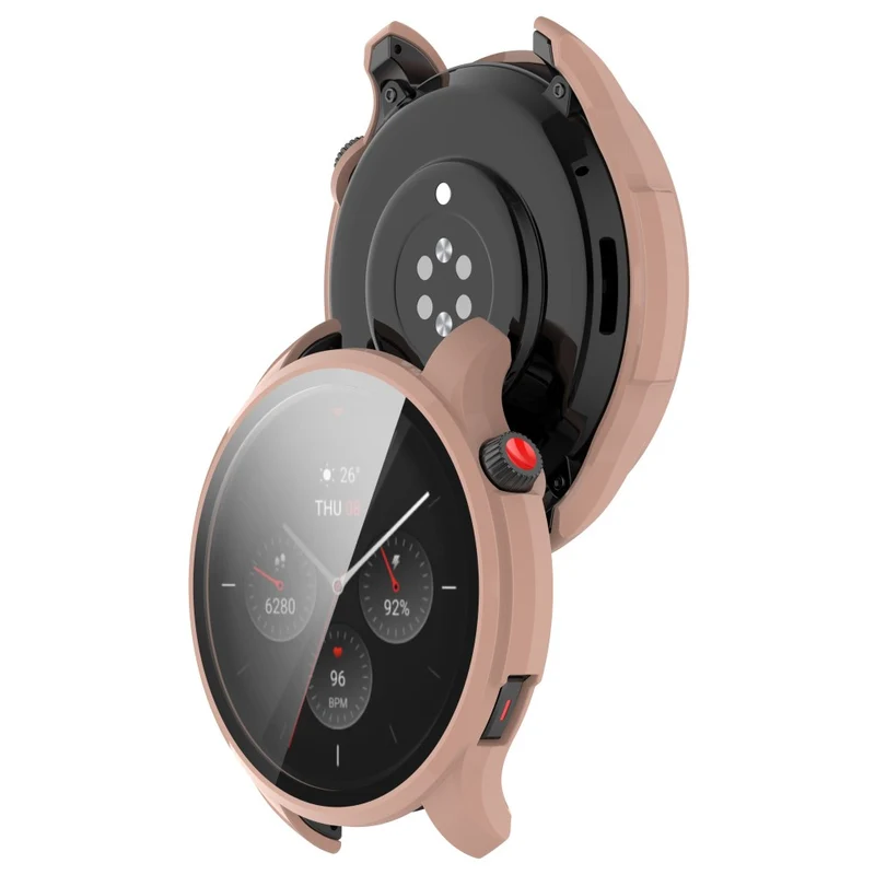 Auffallend Stilvoll Amazfit GTR 4 Hülle mit Displayschutz in Plastik und Gehärtetes Glas