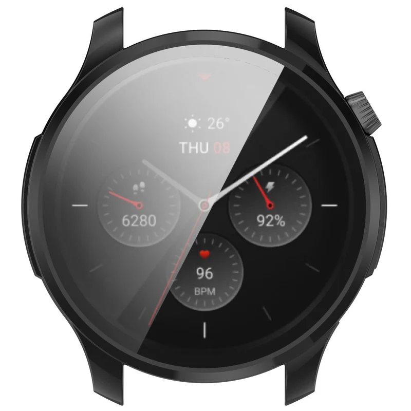 Auffallend Stilvoll Amazfit GTR 4 Hülle mit Displayschutz in Plastik und Gehärtetes Glas