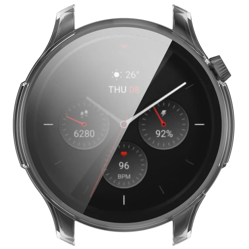 Auffallend Stilvoll Amazfit GTR 4 Hülle mit Displayschutz in Plastik und Gehärtetes Glas