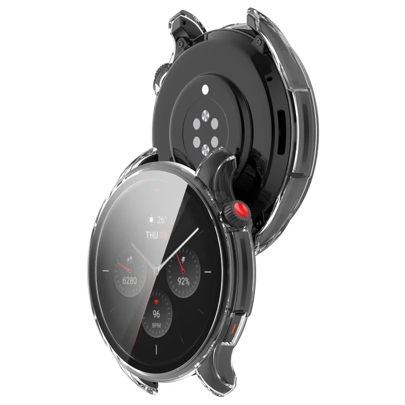 Auffallend Stilvoll Amazfit GTR 4 Hülle mit Displayschutz in Plastik und Gehärtetes Glas