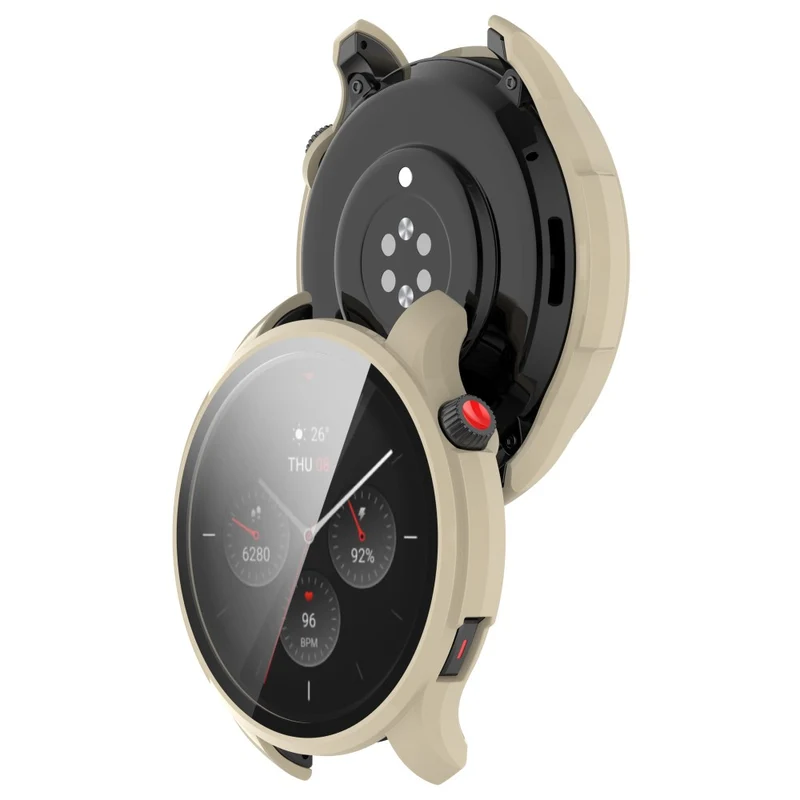 Auffallend Stilvoll Amazfit GTR 4 Hülle mit Displayschutz in Plastik und Gehärtetes Glas