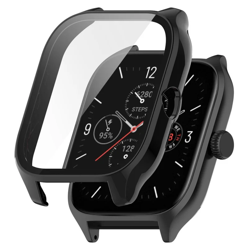 Super Stylisch Amazfit GTS 4 Hülle mit Displayschutz in Plastik und Gehärtetes Glas