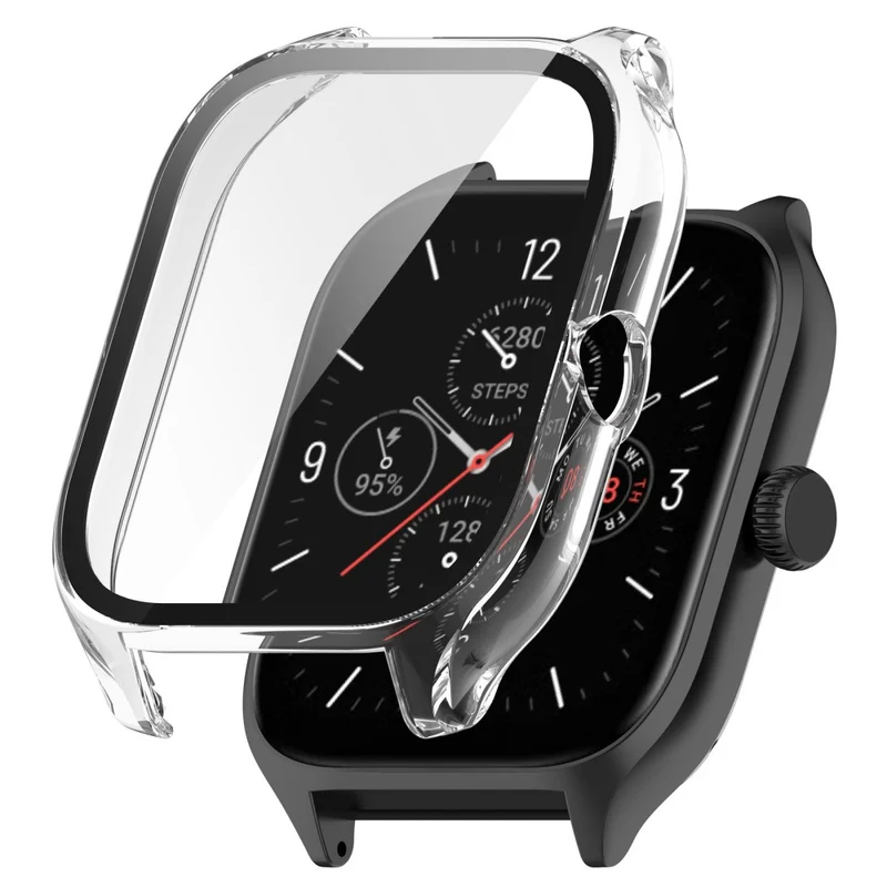 Super Stylisch Amazfit GTS 4 Hülle mit Displayschutz in Plastik und Gehärtetes Glas