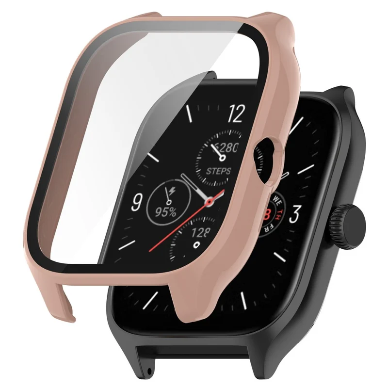Super Stylisch Amazfit GTS 4 Hülle mit Displayschutz in Plastik und Gehärtetes Glas