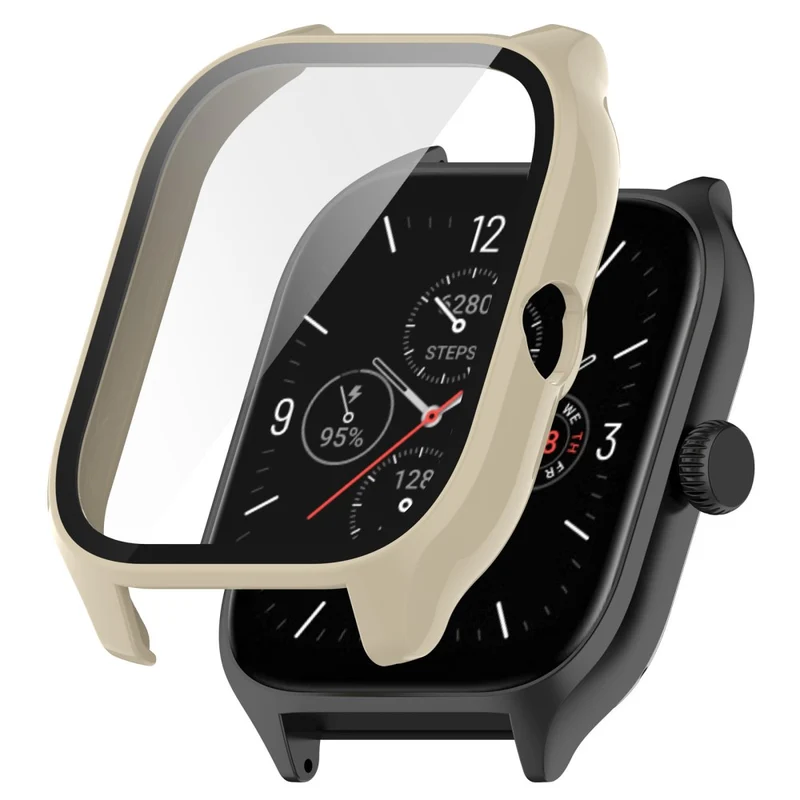 Super Stylisch Amazfit GTS 4 Hülle mit Displayschutz in Plastik und Gehärtetes Glas