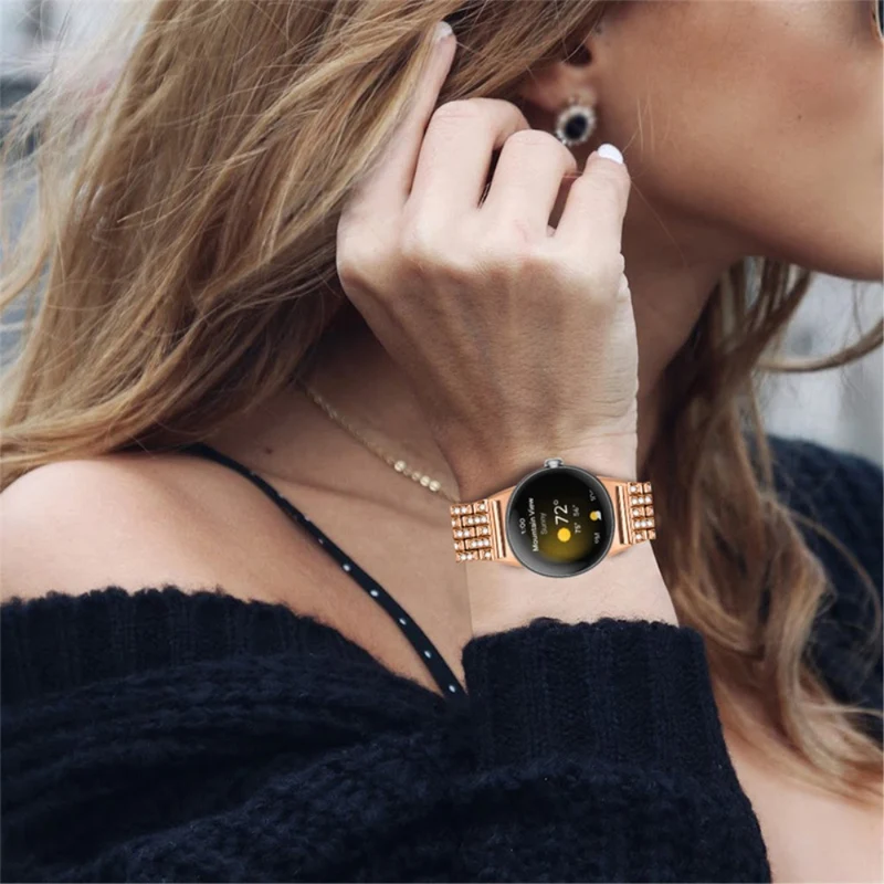 Super elegant Google Pixel Watch Metall und Strass armband