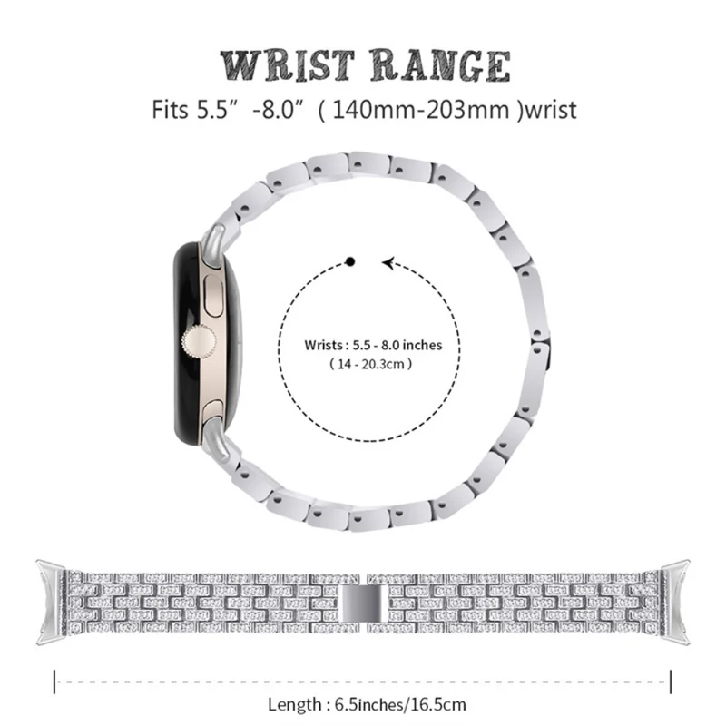 Super elegant Google Pixel Watch Metall und Strass armband