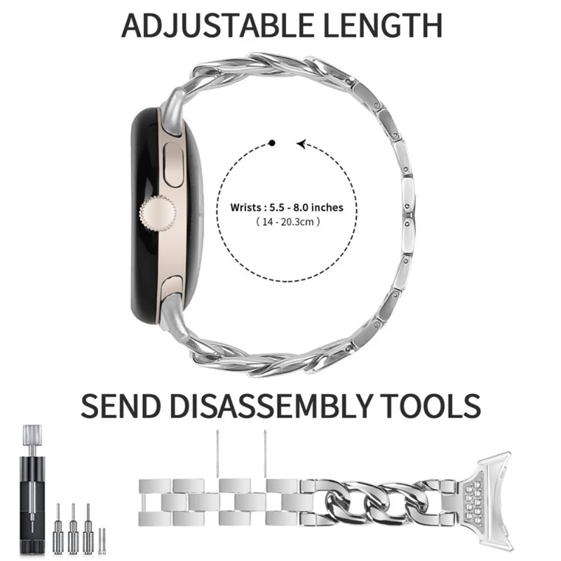 Modisch Google Pixel Watch Metall und Strass armband