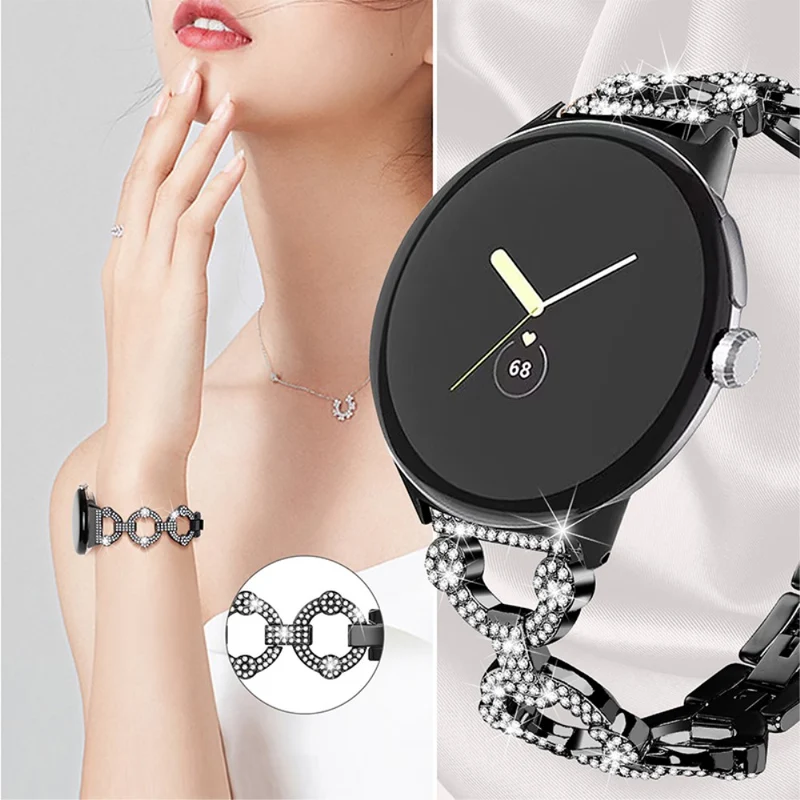 Elegant Google Pixel Watch Metall und Strass armband