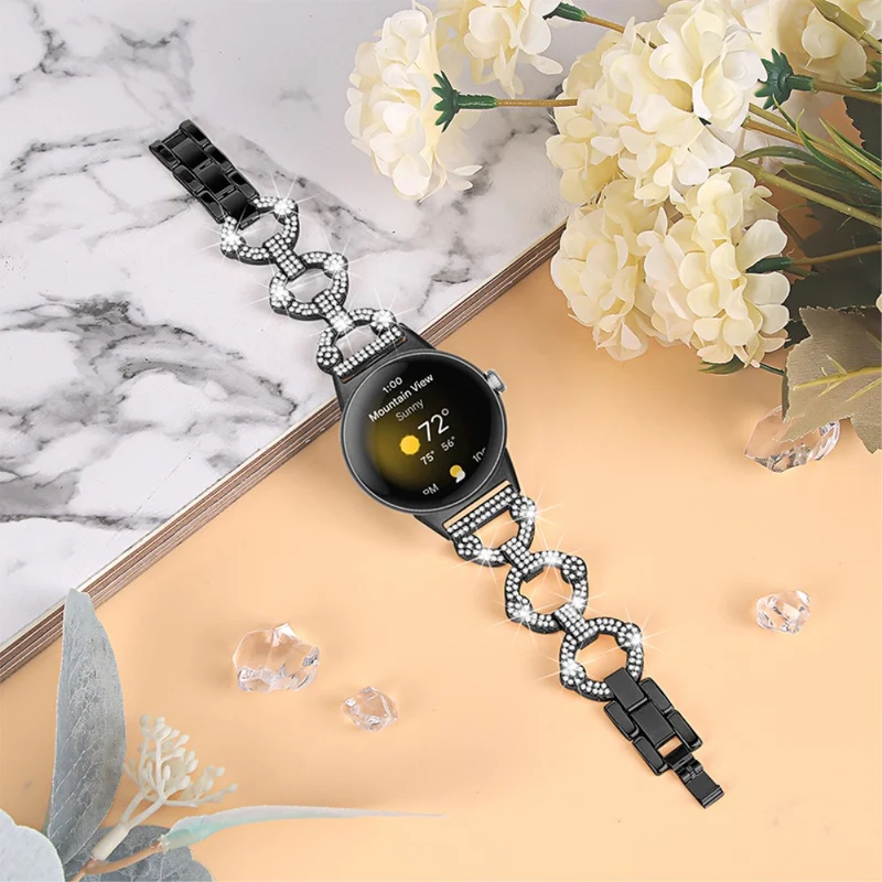 Elegant Google Pixel Watch Metall und Strass armband