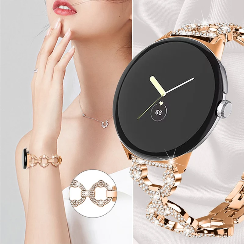 Elegant Google Pixel Watch Metall und Strass armband