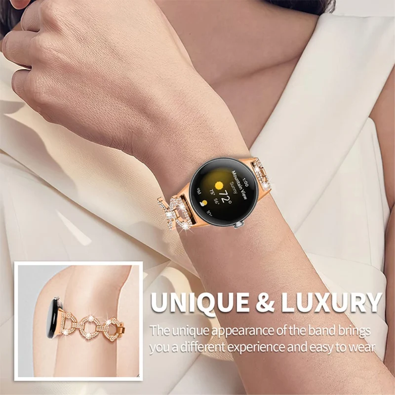 Elegant Google Pixel Watch Metall und Strass armband