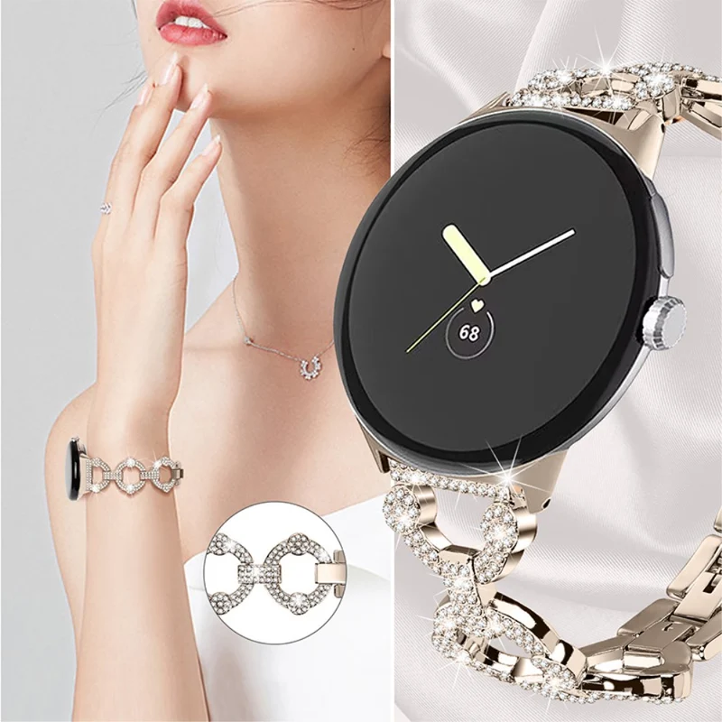 Elegant Google Pixel Watch Metall und Strass armband