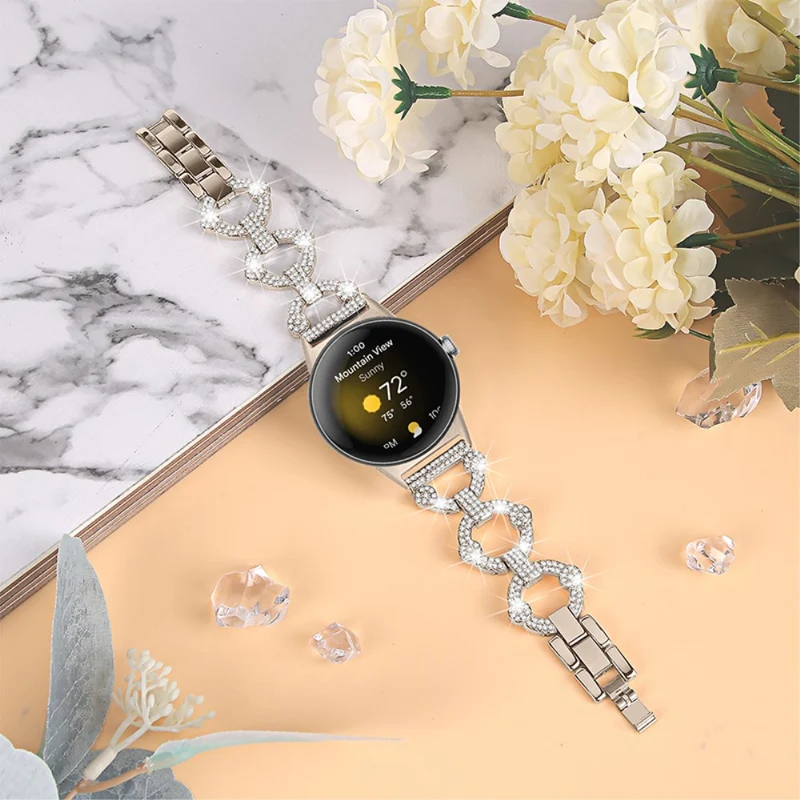 Elegant Google Pixel Watch Metall und Strass armband