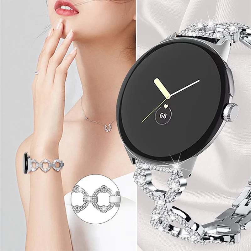 Elegant Google Pixel Watch Metall und Strass armband