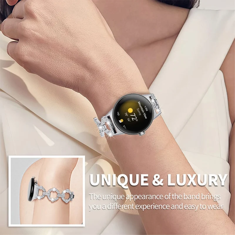 Elegant Google Pixel Watch Metall und Strass armband