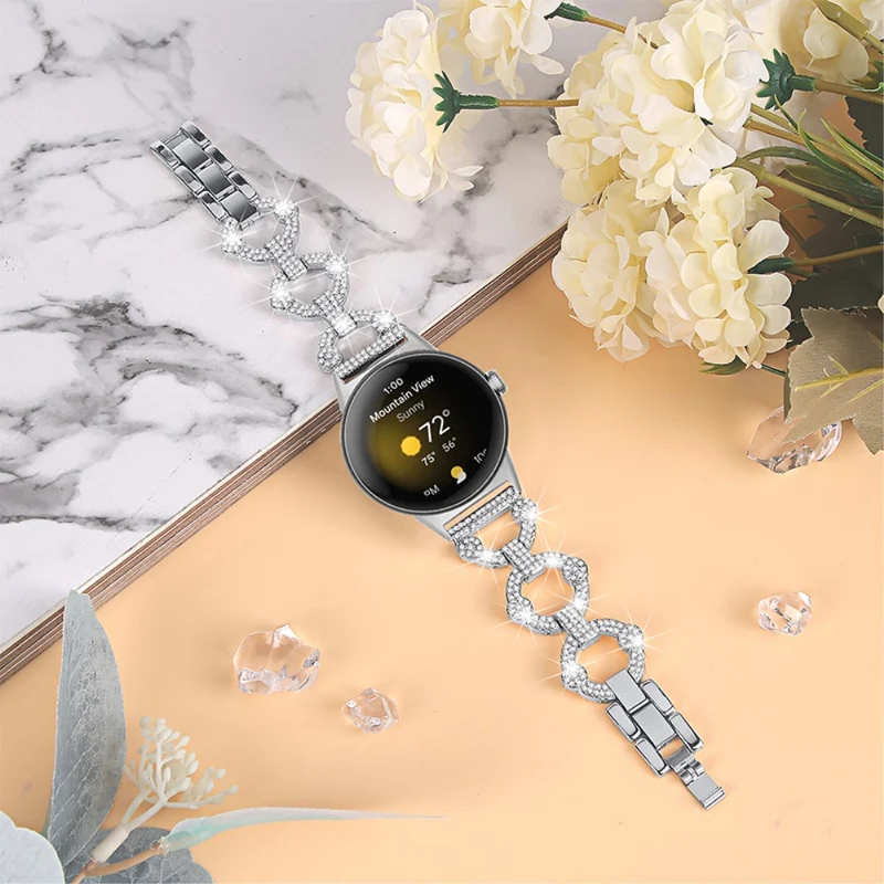 Elegant Google Pixel Watch Metall und Strass armband