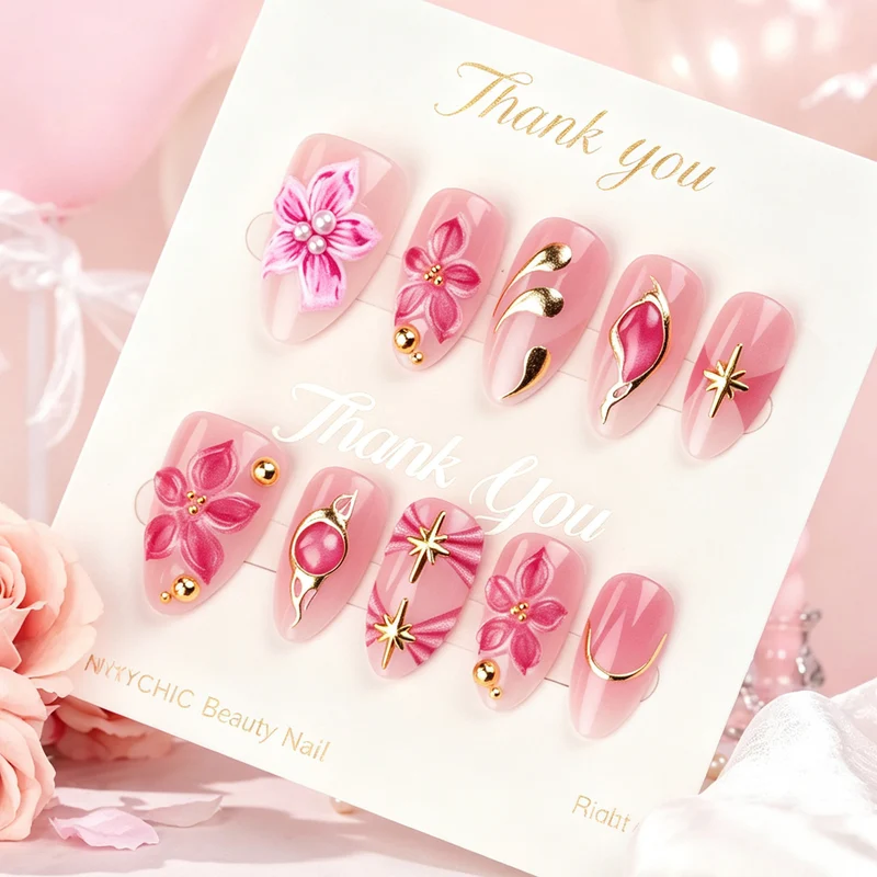 Dekoratives Floral Press-On Nagelset
