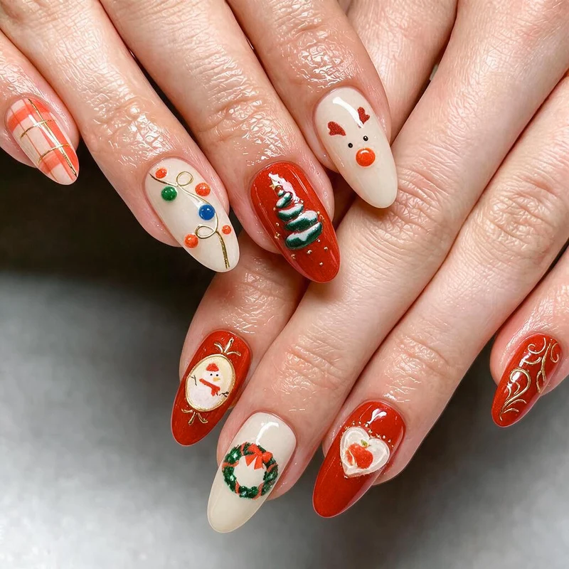 Kreatives, Feiertags-Themen Press-On-Nagelset