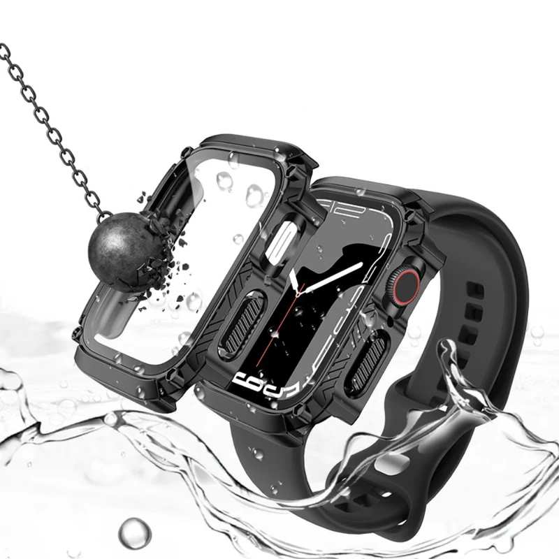 Absolut Modisch Apple Smartwatch Universell Hülle mit Displayschutz in Plastik und Gehärtetes Glas
