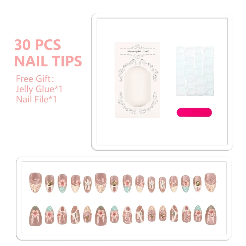 Künstlerisches Floral Acryl-Nagel-Set