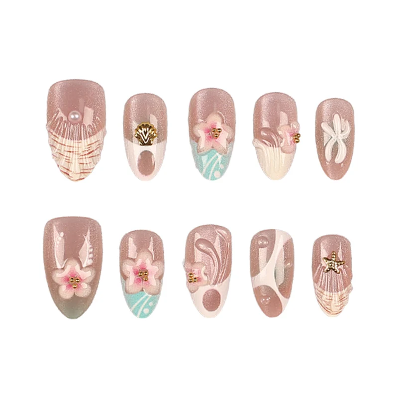 Künstlerisches Floral Acryl-Nagel-Set