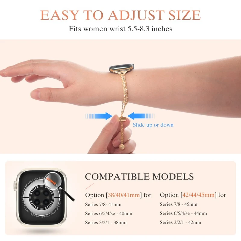 Mega stylisch Universell Apple Metall und Strass armband