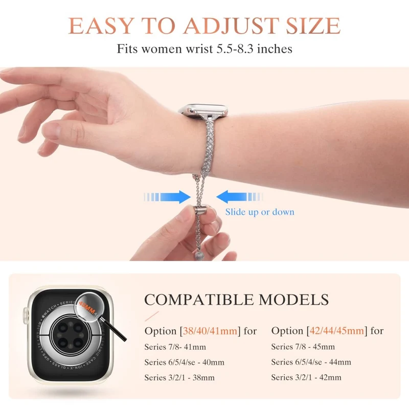 Mega stylisch Universell Apple Metall und Strass armband