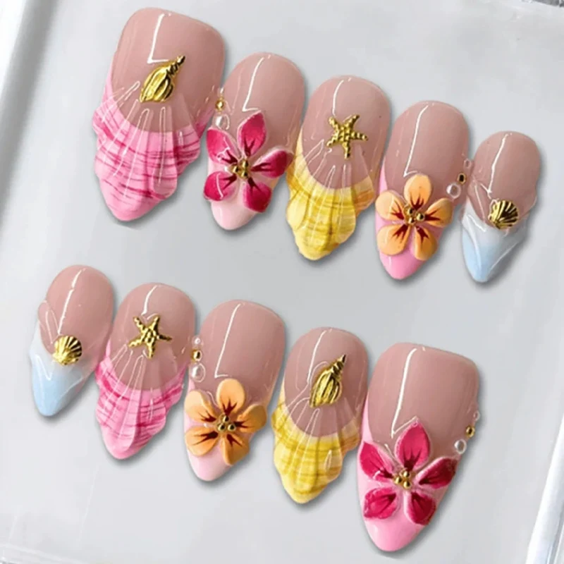 Künstlerisches Florales Press-On Nagelkunst Set