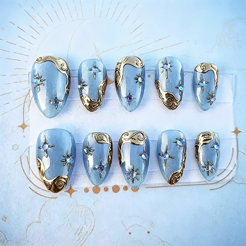 Dekoratives Press-On Nail Art Set mit Glitter und Juwelenakzenten