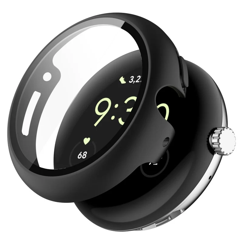Schützend Google Pixel Watch Hülle mit Displayschutz in Plastik und Gehärtetes Glas