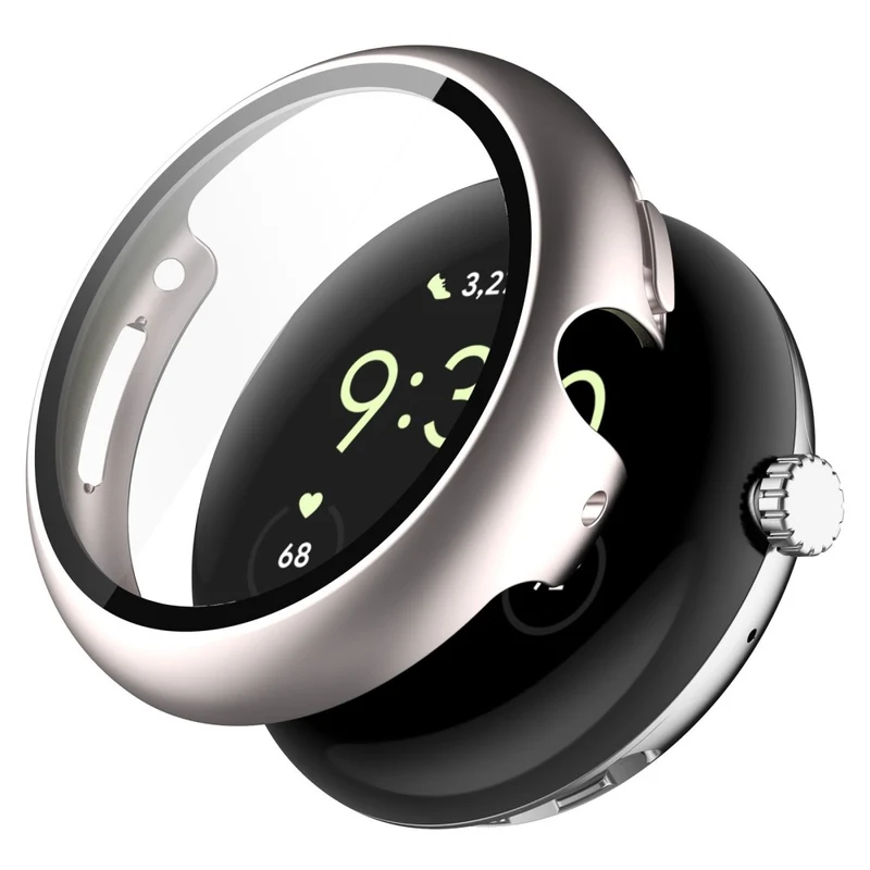 Schützend Google Pixel Watch Hülle mit Displayschutz in Plastik und Gehärtetes Glas
