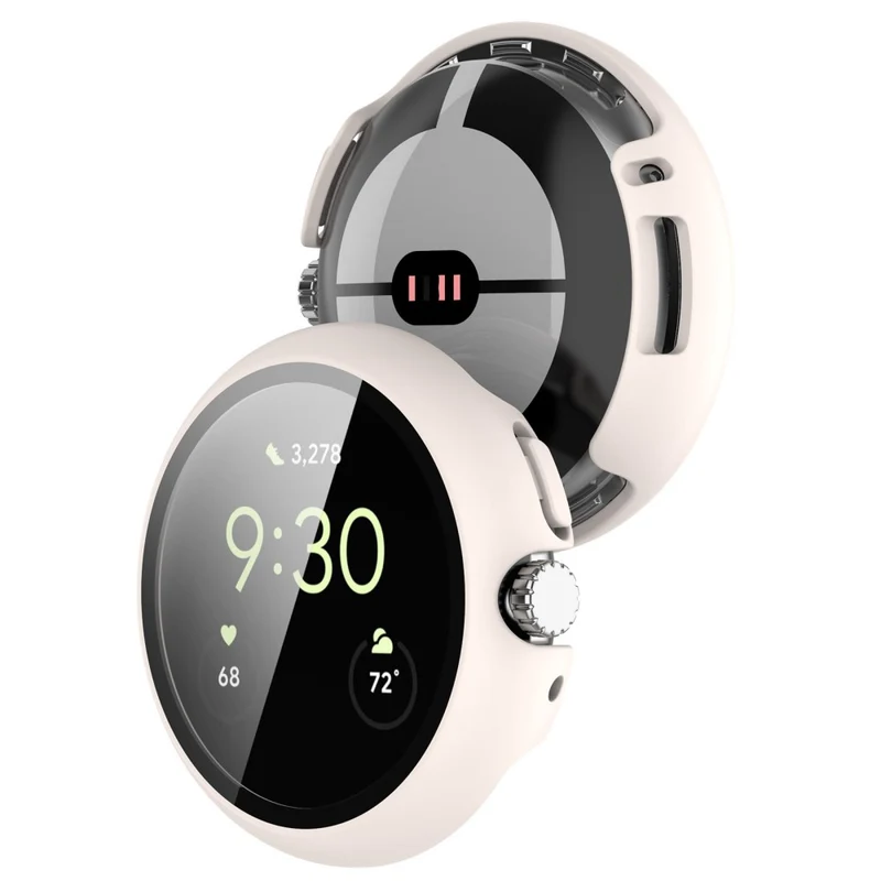 Schützend Google Pixel Watch Hülle mit Displayschutz in Plastik und Gehärtetes Glas