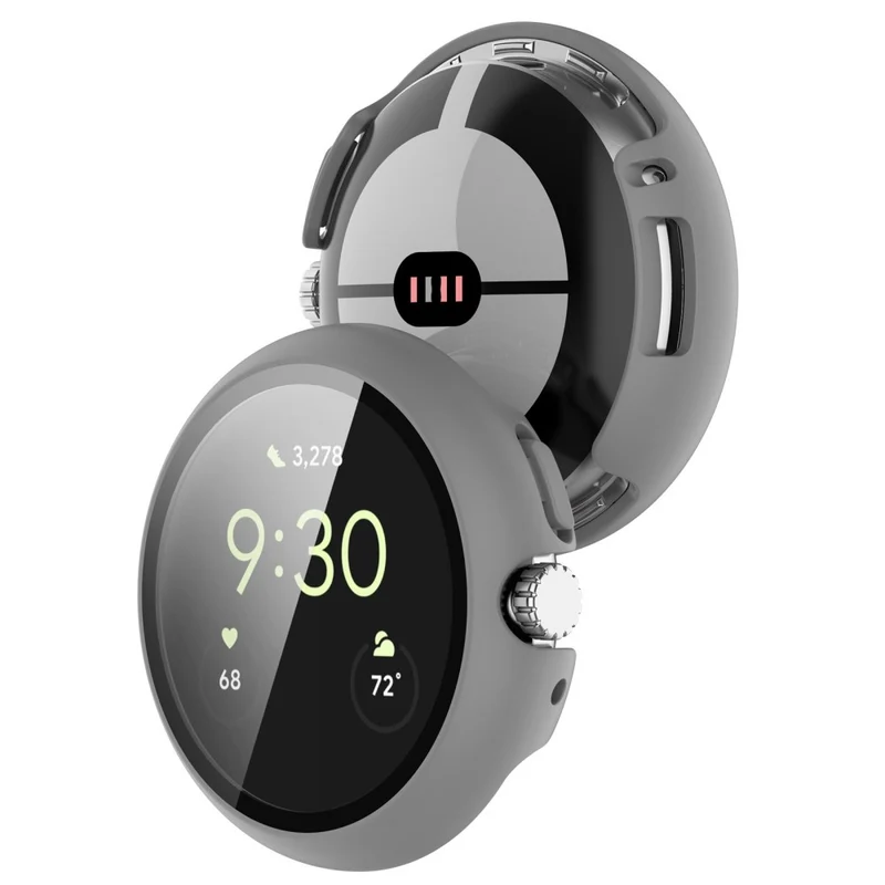 Schützend Google Pixel Watch Hülle mit Displayschutz in Plastik und Gehärtetes Glas