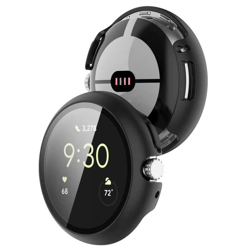 Schützend Google Pixel Watch Hülle mit Displayschutz in Plastik und Gehärtetes Glas