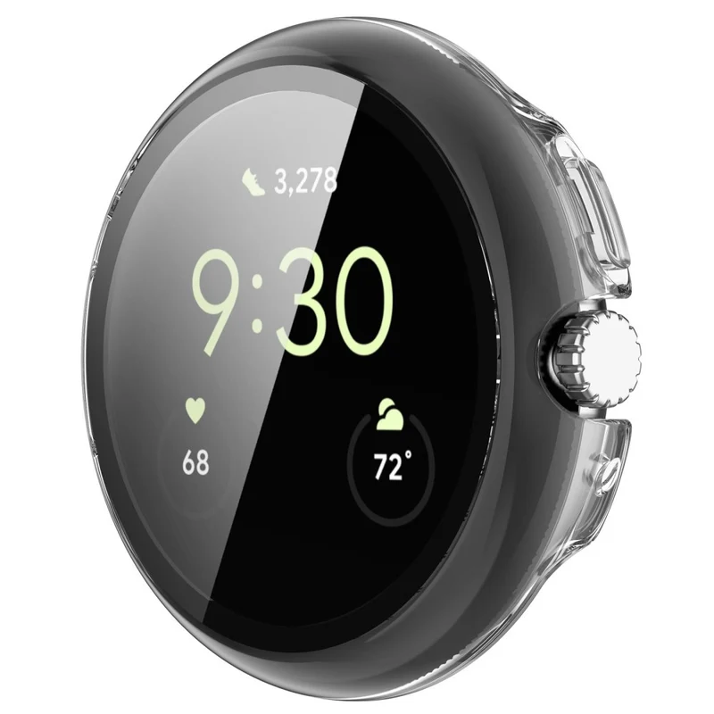 Schützend Google Pixel Watch Hülle mit Displayschutz in Plastik und Gehärtetes Glas