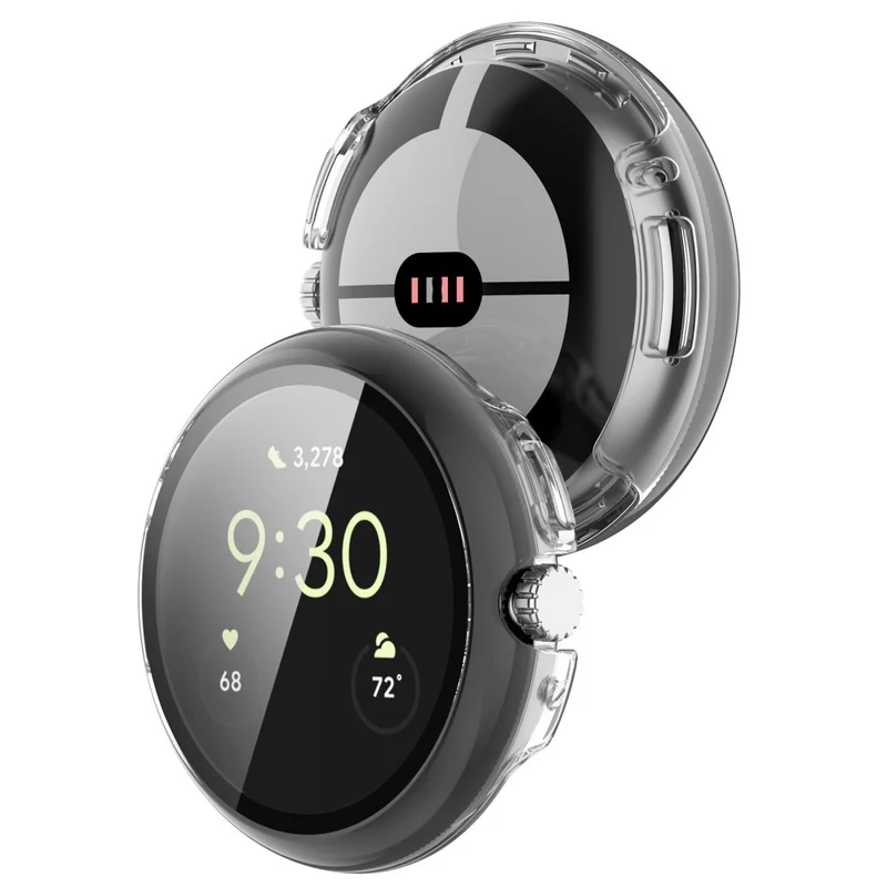 Schützend Google Pixel Watch Hülle mit Displayschutz in Plastik und Gehärtetes Glas