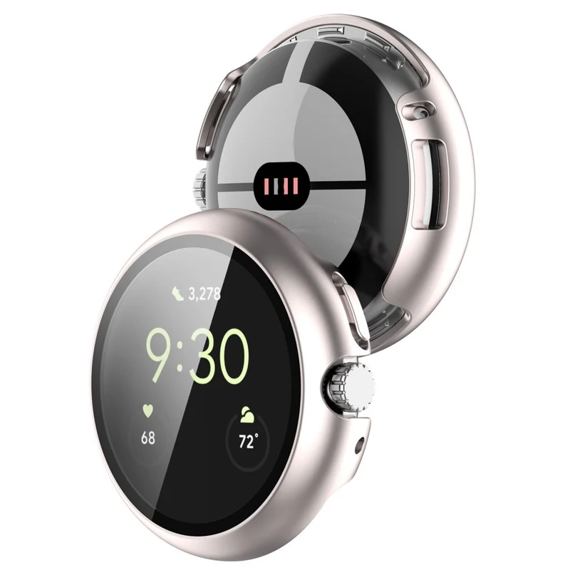 Schützend Google Pixel Watch Hülle mit Displayschutz in Plastik und Gehärtetes Glas
