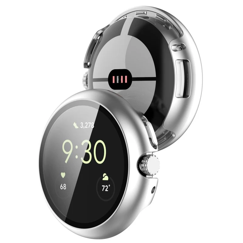 Schützend Google Pixel Watch Hülle mit Displayschutz in Plastik und Gehärtetes Glas