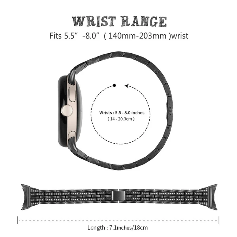 Stilvoll Google Pixel Watch Metall und Strass armband