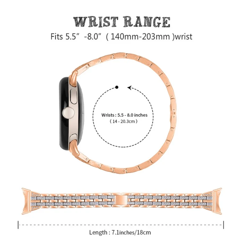 Stilvoll Google Pixel Watch Metall und Strass armband