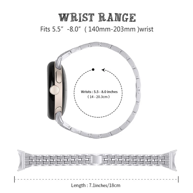 Stilvoll Google Pixel Watch Metall und Strass armband