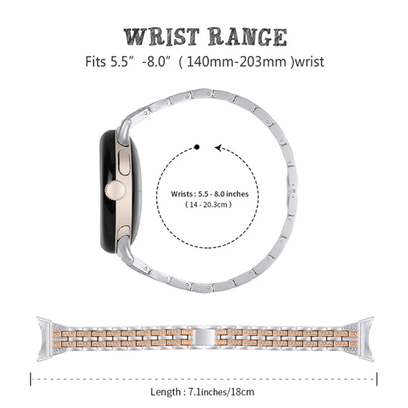 Stilvoll Google Pixel Watch Metall und Strass armband
