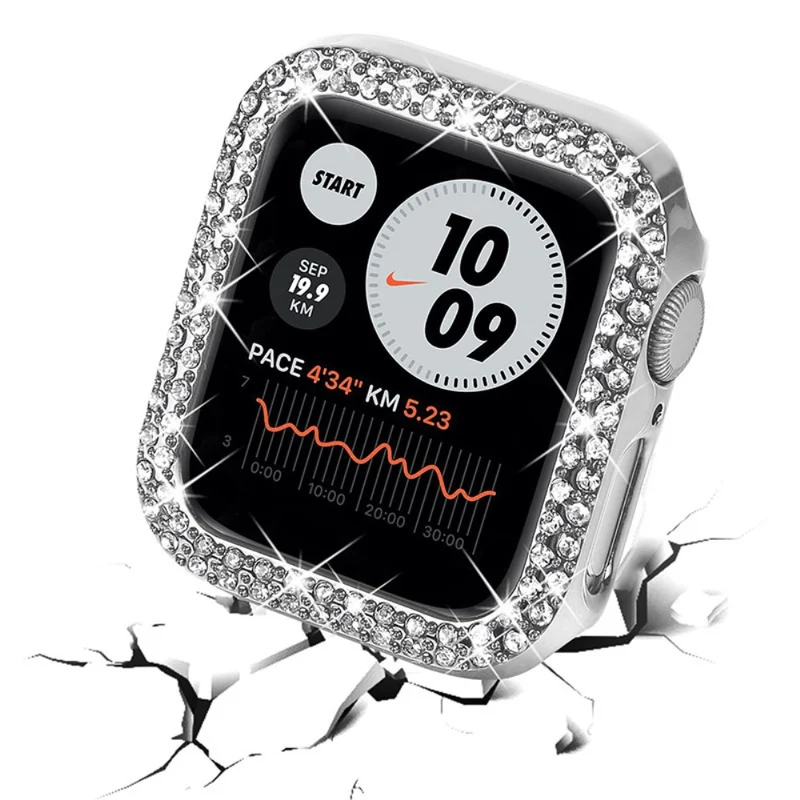 Apple Watch Series 7 45mm Schützende Plastik und Strass Bumper