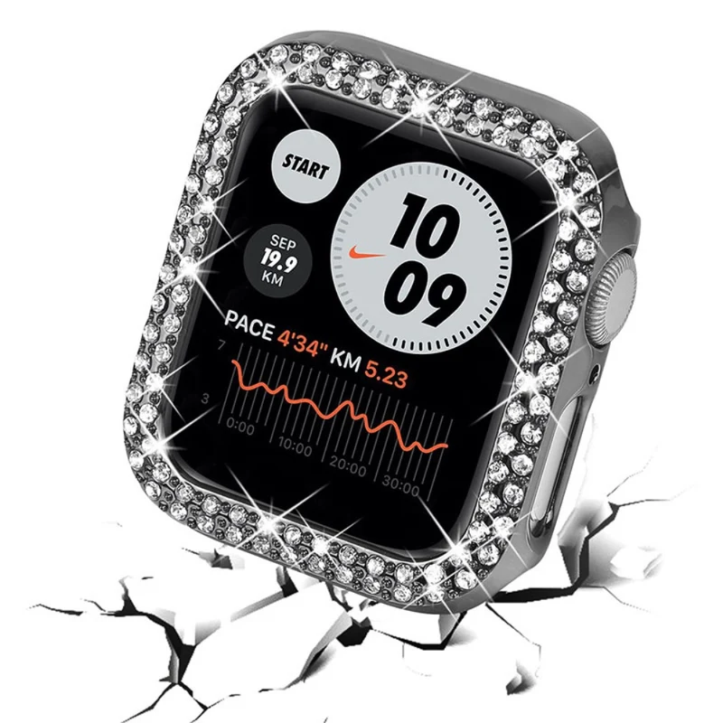 Apple Watch Series 7 45mm Schützende Plastik und Strass Bumper