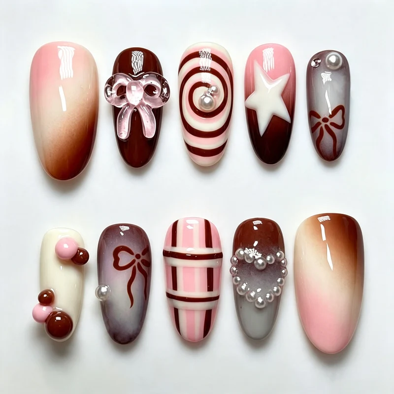 Dekorative manuelle Press-On Nagelkunst