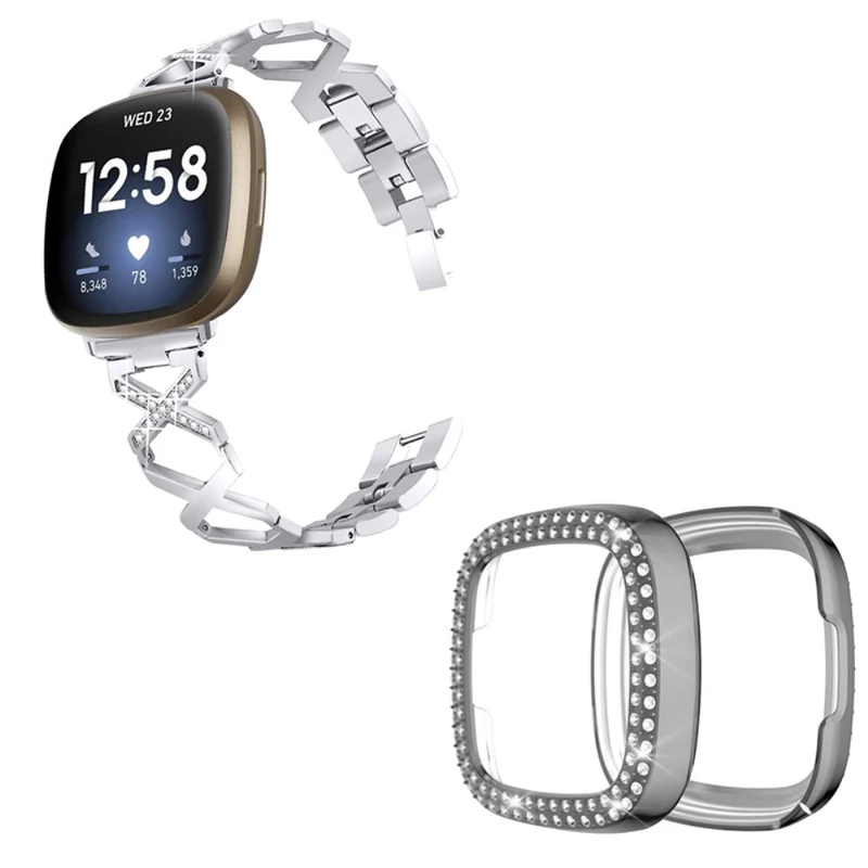Fitbit Sense / Fitbit Versa 3 Metall armband mit Hülle