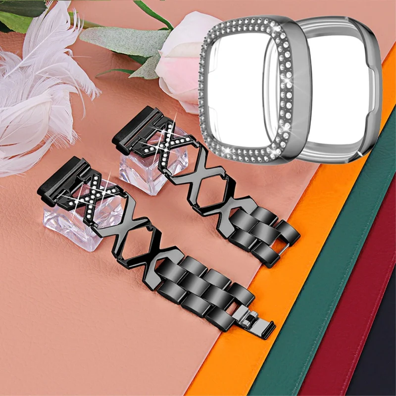 Fitbit Sense / Fitbit Versa 3 Metall armband mit Hülle