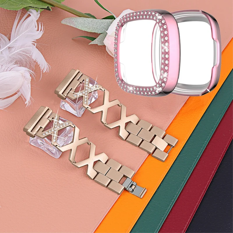 Fitbit Sense / Fitbit Versa 3 Metall armband mit Hülle
