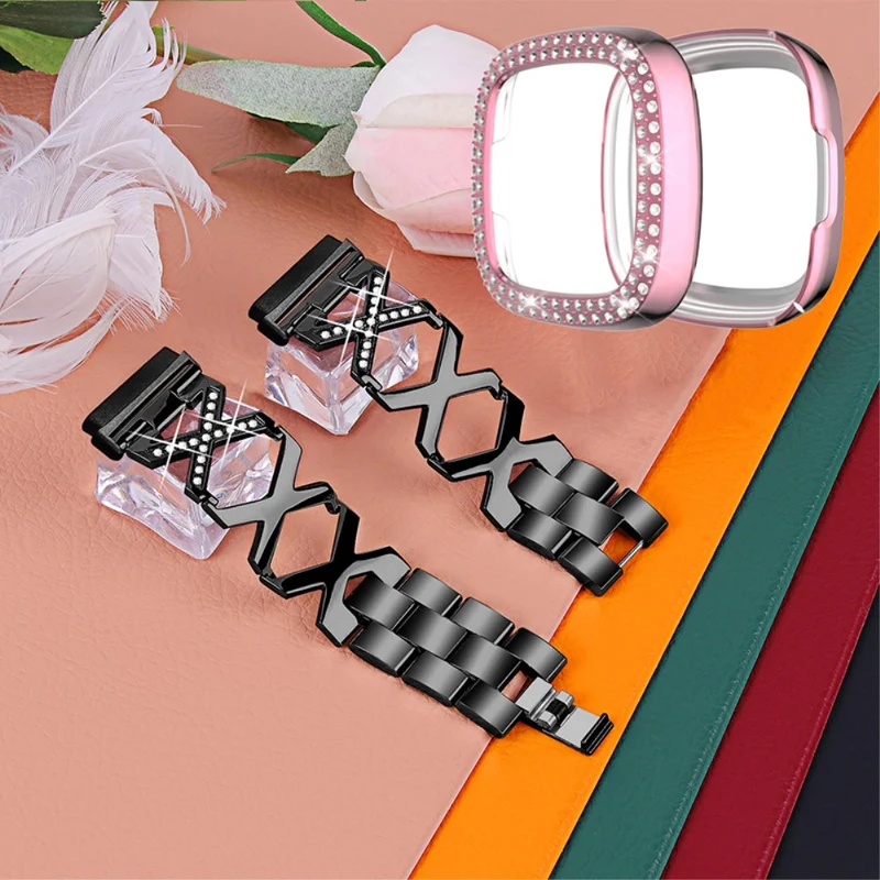 Fitbit Sense / Fitbit Versa 3 Metall armband mit Hülle